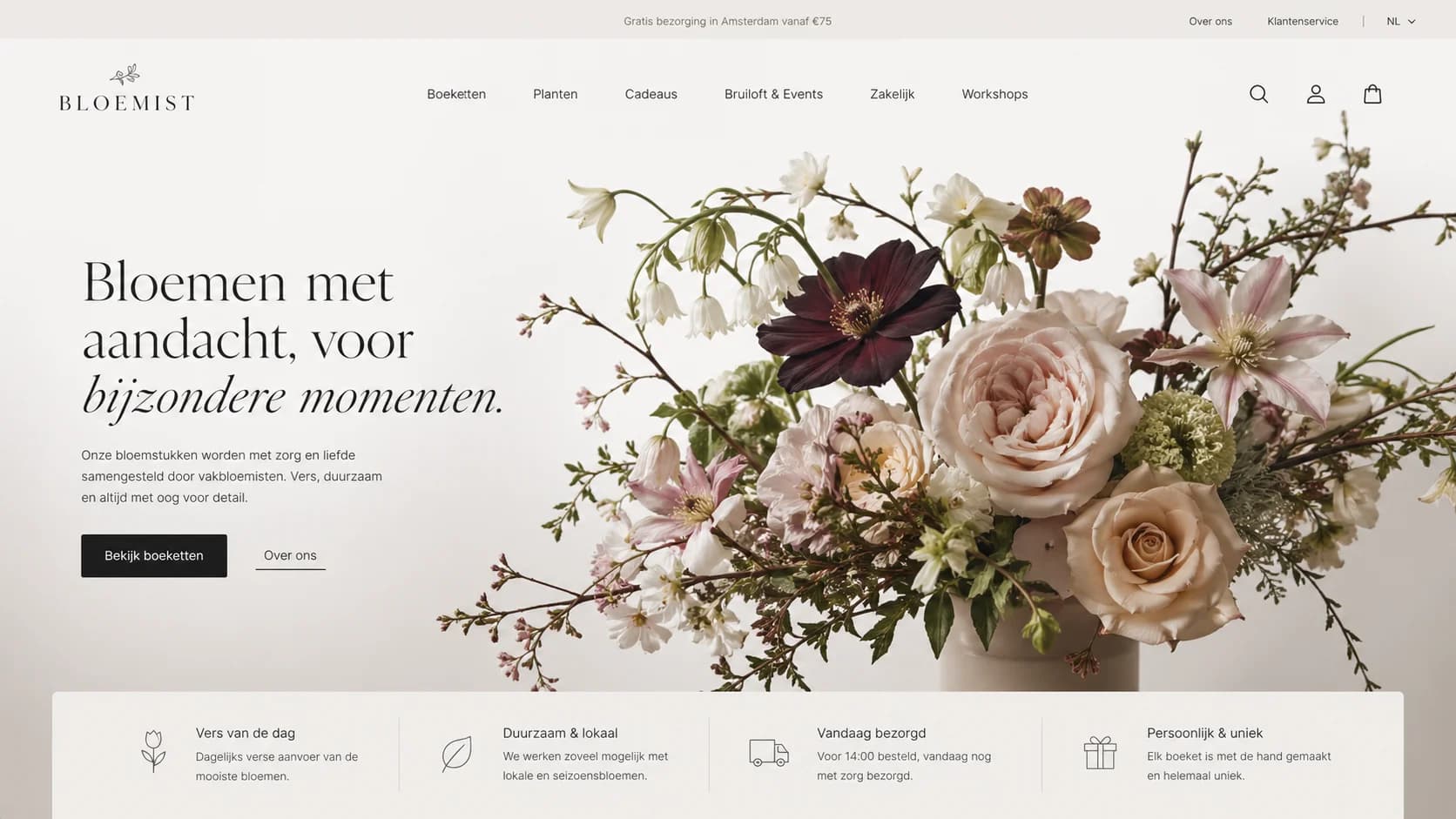 Ontwerpconcept voor een lokale bloemist.